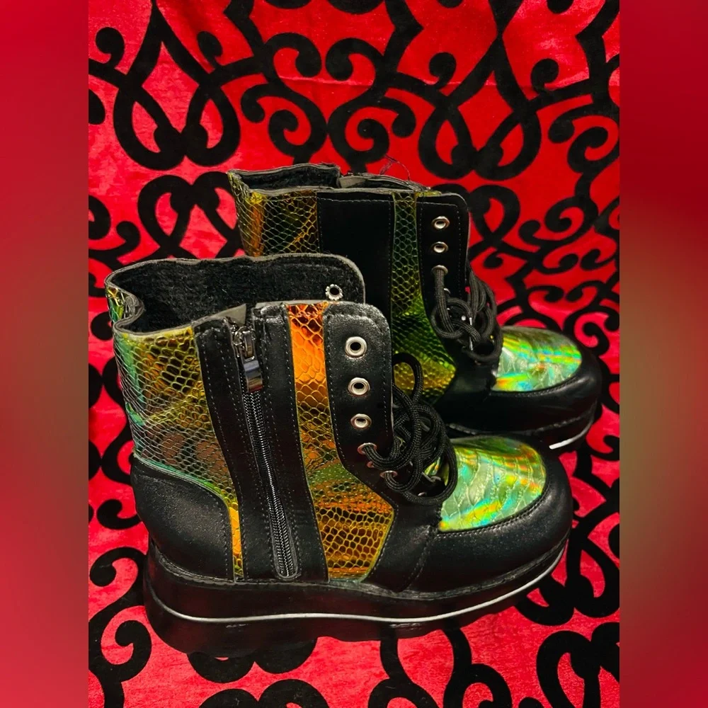 Women’s Platform Chunky Sole Iridescent Boots